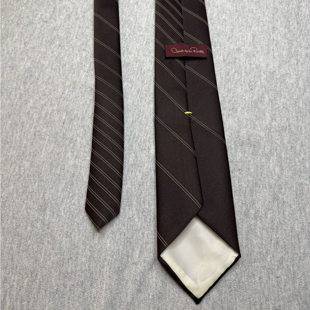 Oscar de la Renta Brown and White Striped Tie